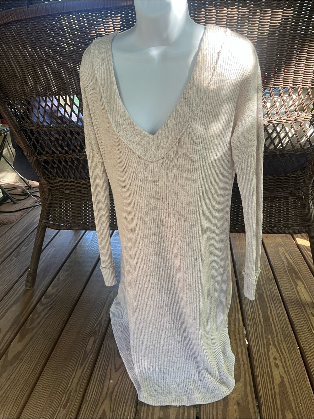 Altar'd State Soft Cream Knit Sweater Dress